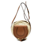 Marcie Basket Crossbody Bag Raffia and Leather Small