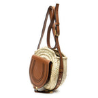 Marcie Basket Crossbody Bag Raffia and Leather Small