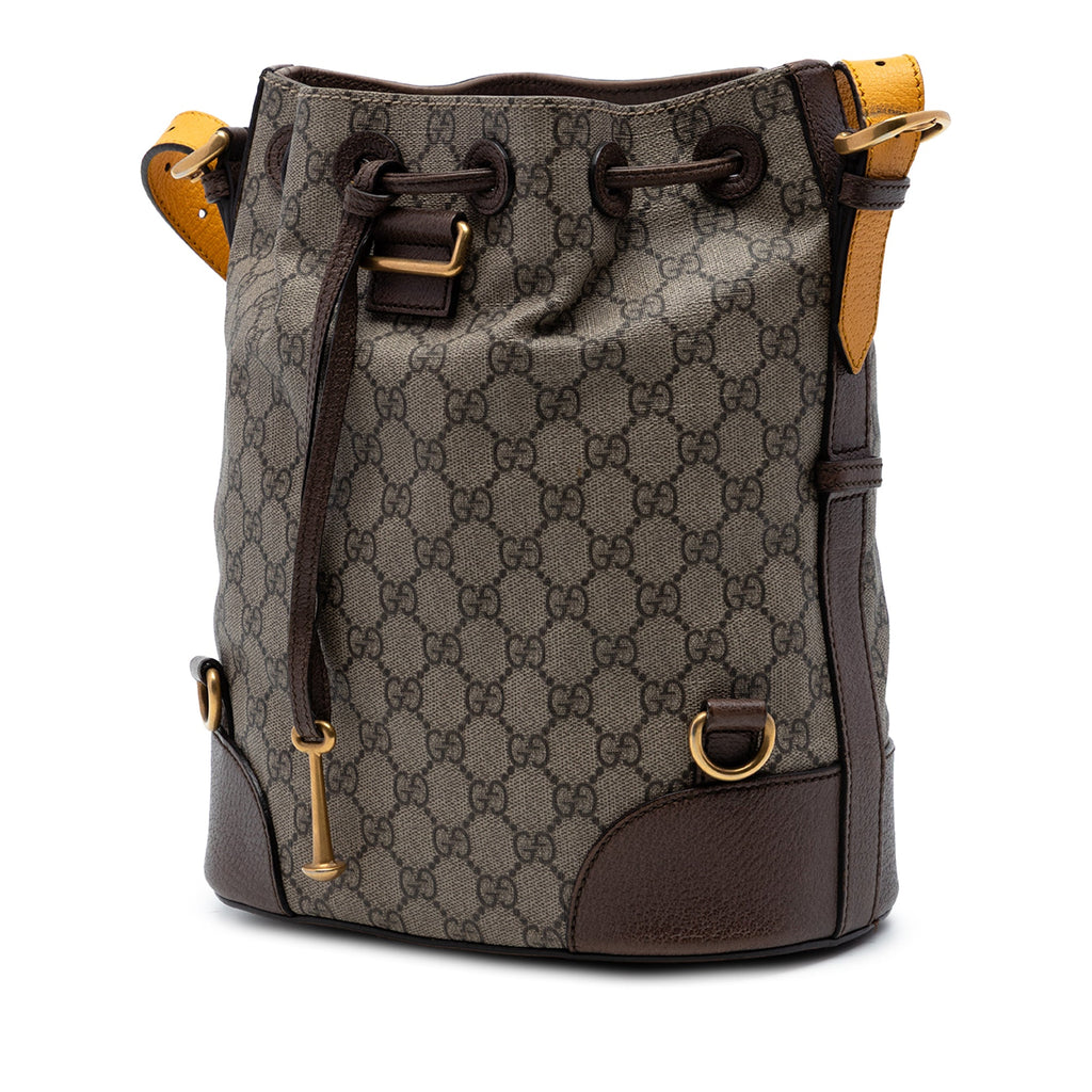 Neo Vintage Drawstring Bucket Backpack GG Coated Canvas Mini