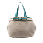 Logo Open Tote Canvas with Leather Medium