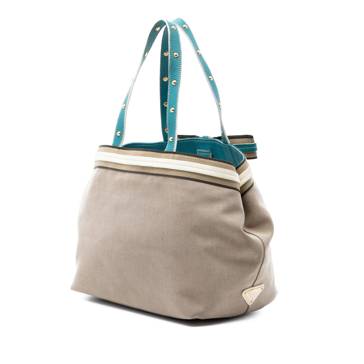 Logo Open Tote Canvas with Leather Medium