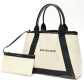 Navy Cabas Canvas with Leather Medium