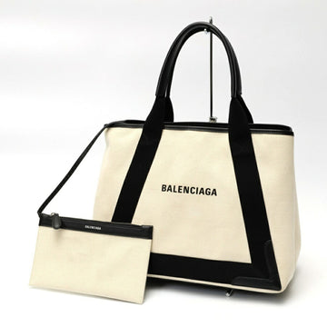 Navy Cabas Canvas with Leather Medium
