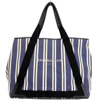 Navy Cabas Canvas with Leather Medium