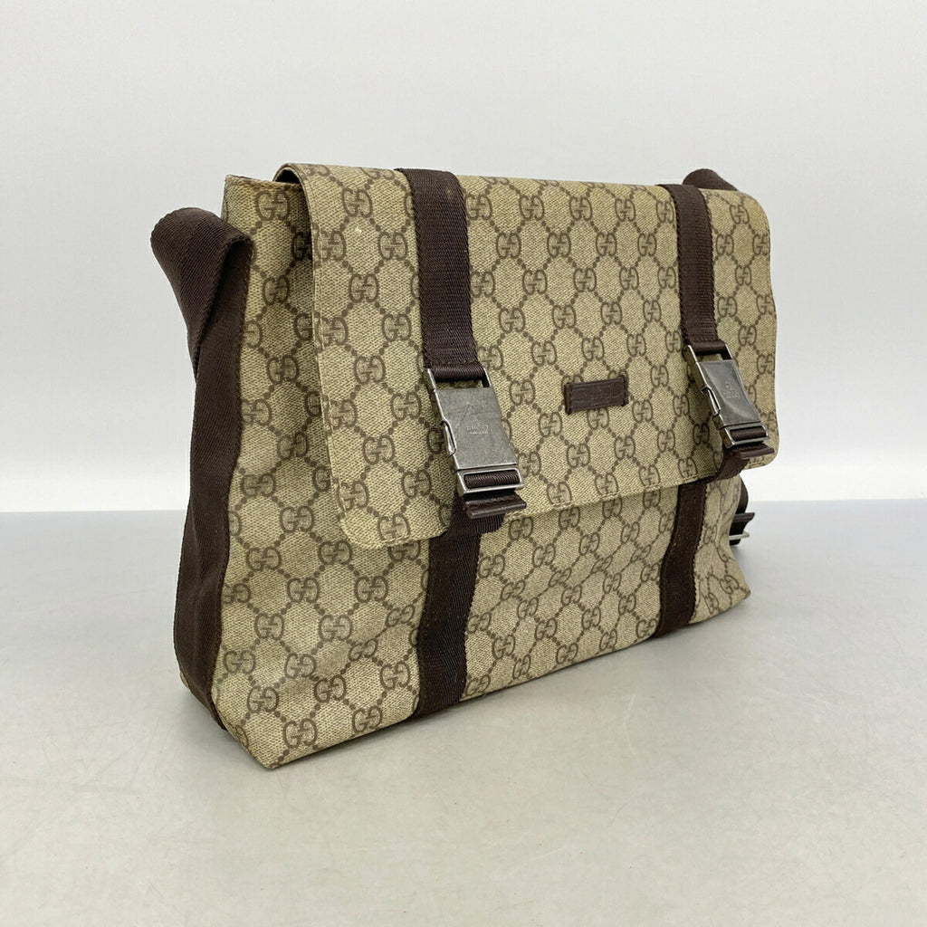 Double Buckle Messenger Bag GG Coated Canvas Large