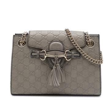 Emily Chain Flap Shoulder Bag Guccissima Leather Small