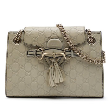 Emily Chain Flap Shoulder Bag Guccissima Leather Small