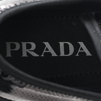 Prada Paillettes Triangle Logo Double Wheel 50mm Women's Sneakers 37 Black