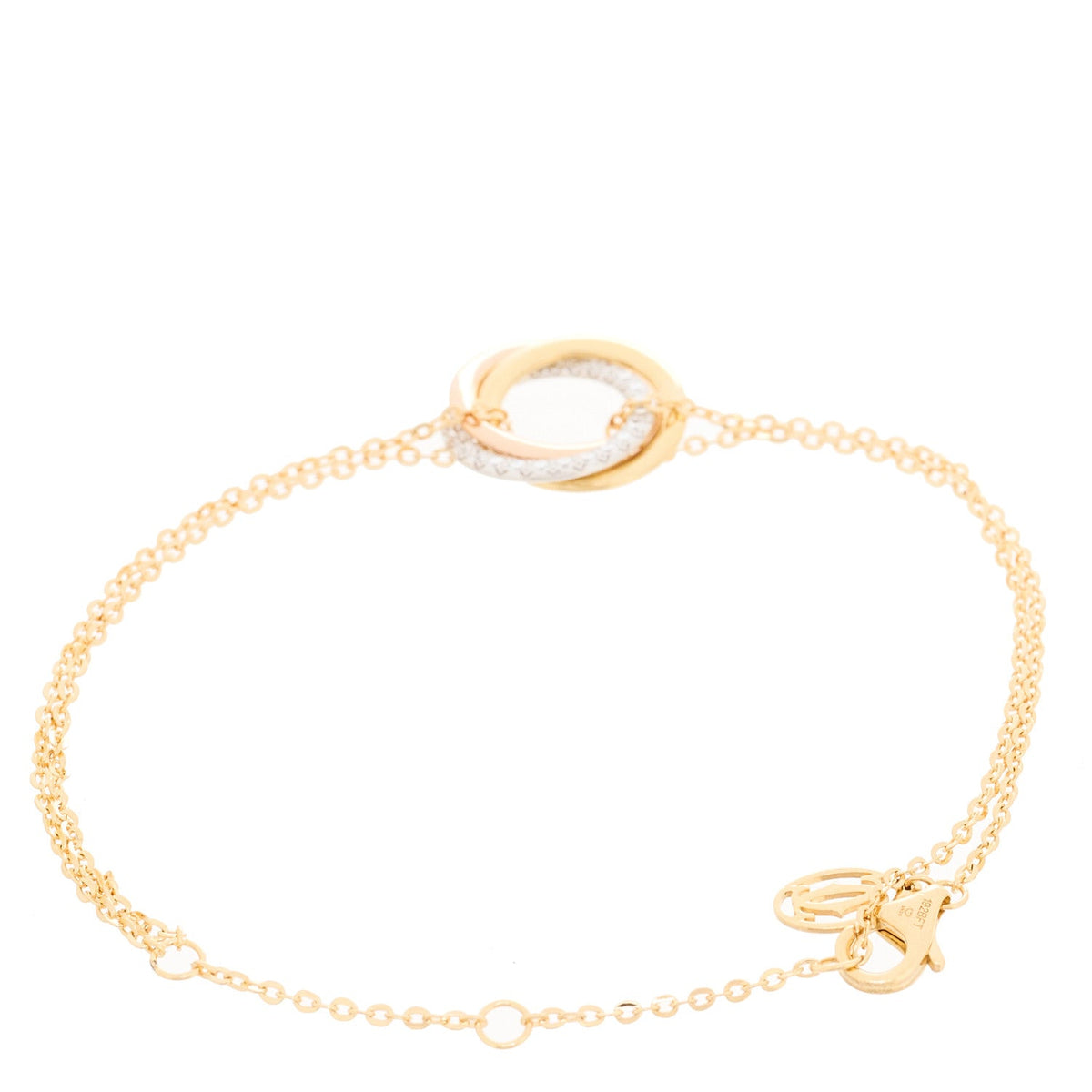 18K Pink Yellow White Gold Diamond Trinity Bracelet
