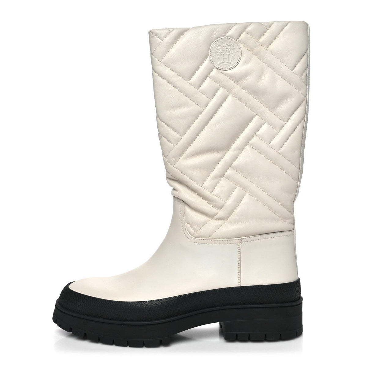 Goatskin Quilted Fuji Boots Beige Glasie