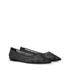 Women's Gala Flat Ballerina Black Mesh/Strass 1AIDR8