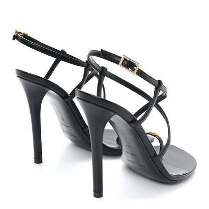 Saint Laurent Calfskin Women's Egado Date 110 Sandals 35 Black