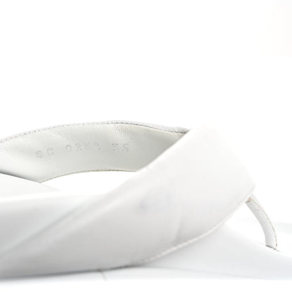 Louis Vuitton Calfskin Women's Logo Studded Pillow Flat Sandals 35 White