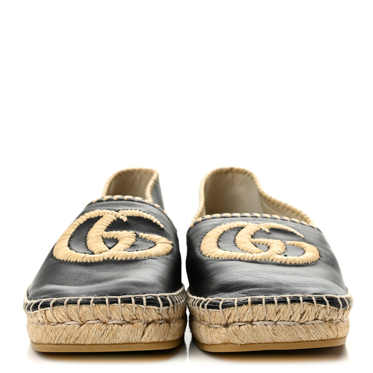 Gucci Nappa Women's Charlotte GG Marmont Miguel Espadrilles 40 Black