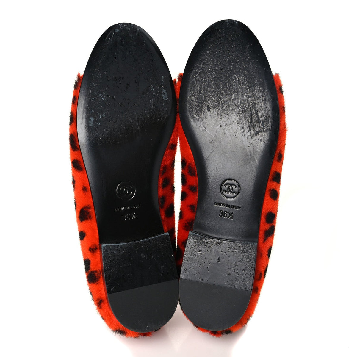 Chanel Pony Hair Cap Toe CC Ballerina Women's Shoes