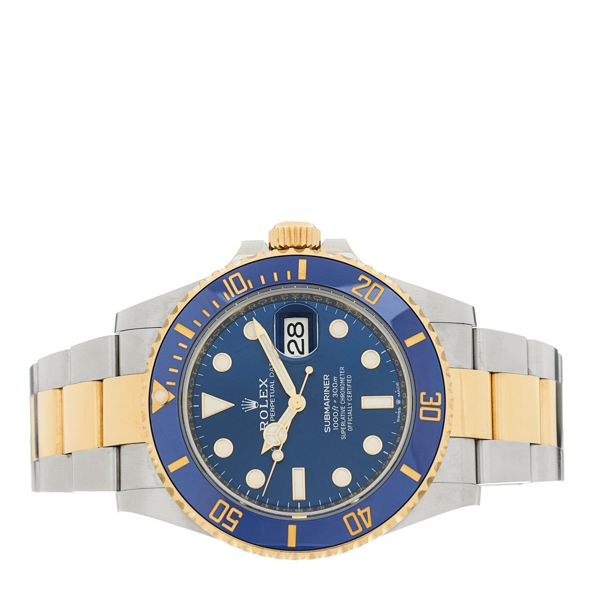 Rolex Stainless Steel 18K Yellow Gold 41mm Submariner Date Watch Royal Blue 126613LB