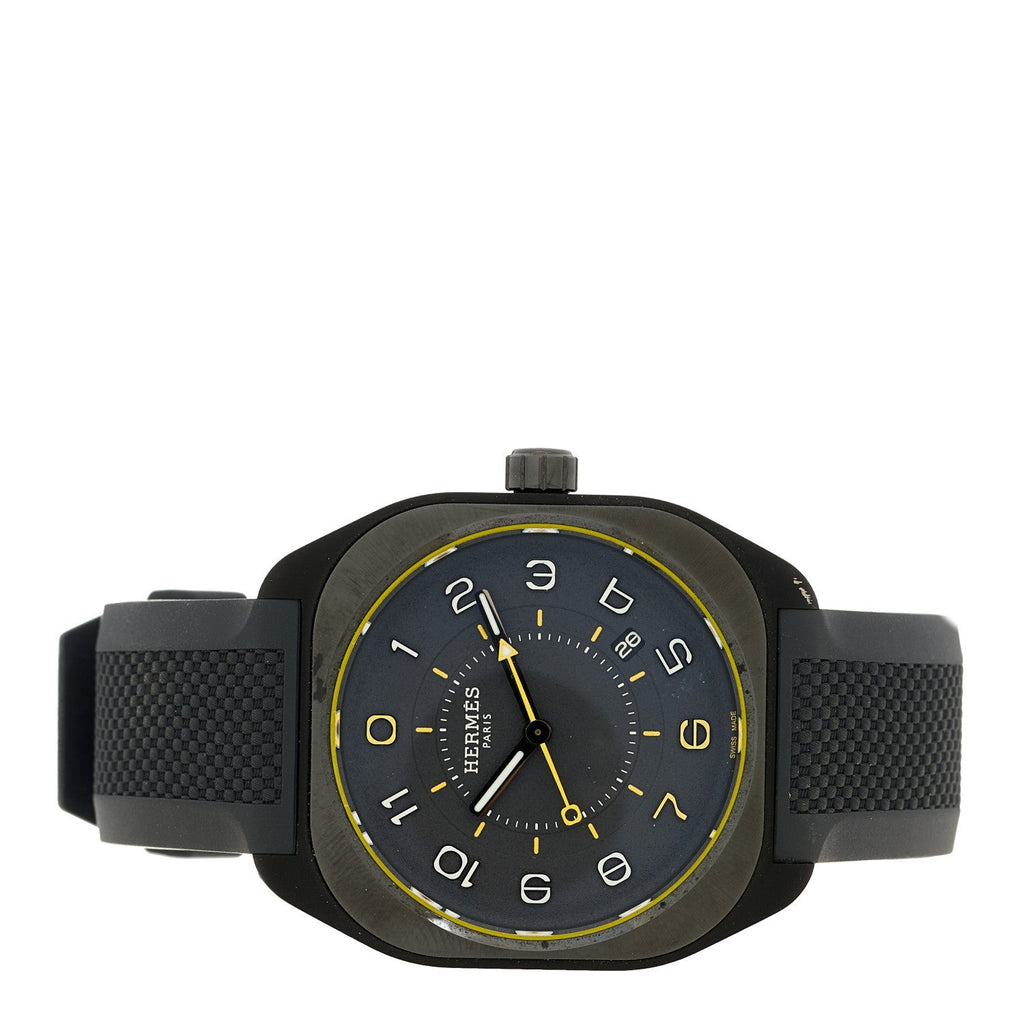 Hermes Graphene Nickel Rubber 39mm H08 Automatic Watch Noir