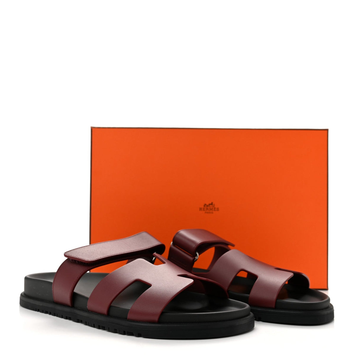 Hermes Calfskin Women's Chypre Sandals 39.5 Rouge H