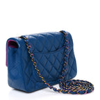 Chanel Lambskin Quilted Mini Rectangular Flap Blue Purple