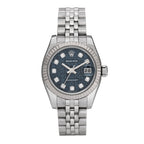 Rolex Stainless Steel 18K White Gold Diamond 26mm Datejust Watch Blue Jubilee 179174