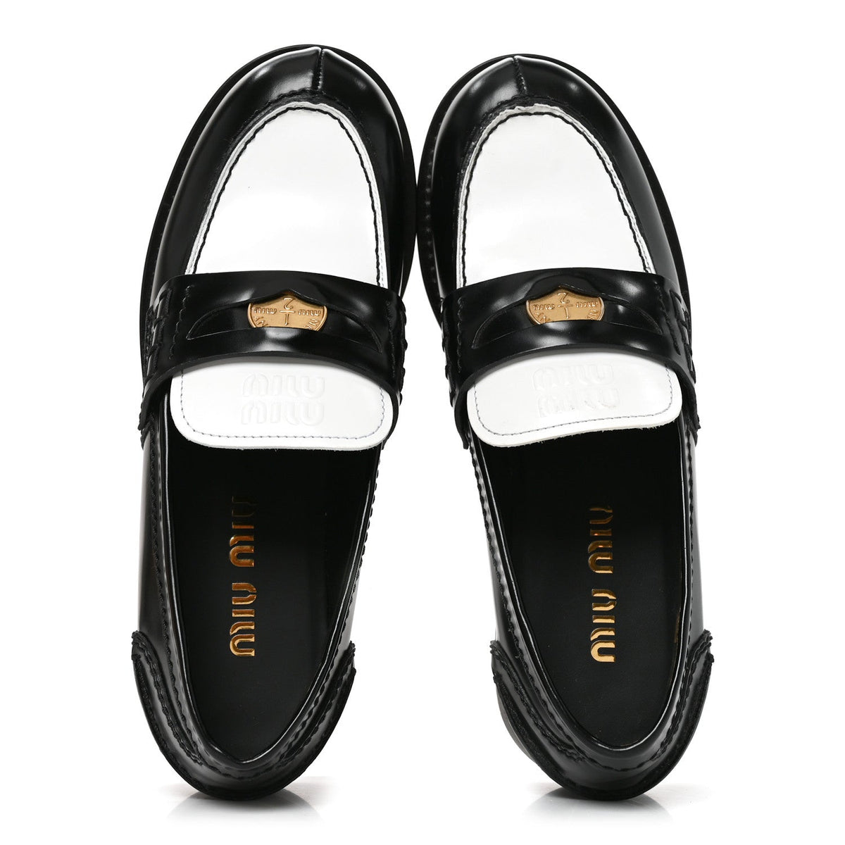 Miu Miu Spazzolato Calfskin Women's Penny Loafers 36 Black White