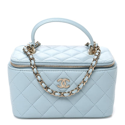 Small Quilted Lambskin Handbag - Light Blue