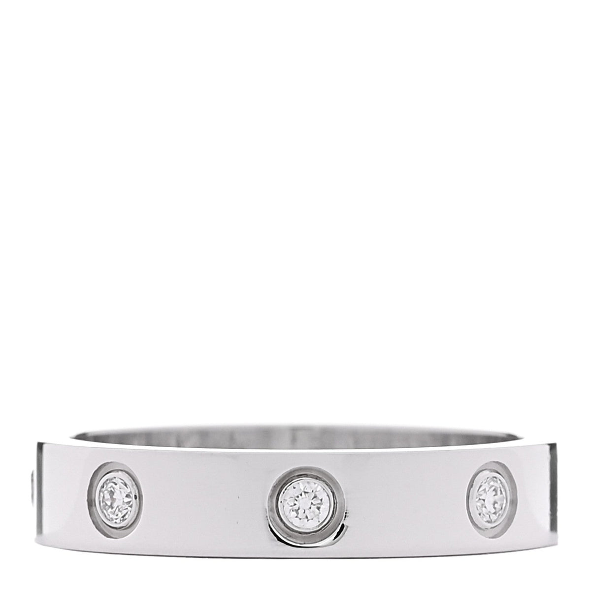 18K White Gold 8 Diamond 4mm Wedding Band LOVE Ring 54 6.75