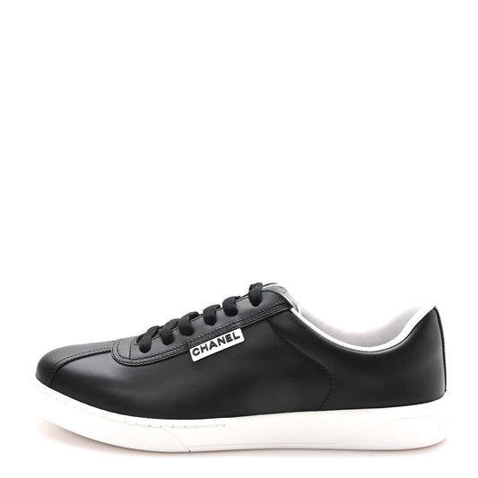 Chanel Calfskin Women's CC Sneakers 39.5 Black