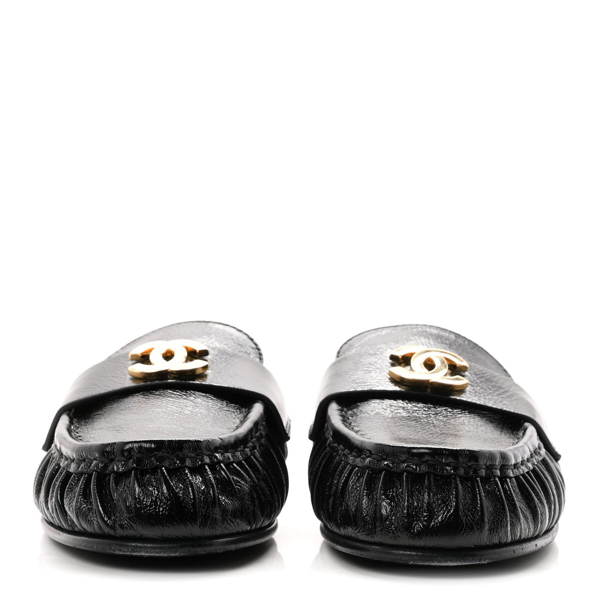 Chanel Shiny Crumpled Lambskin CC Women's Mules