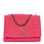 Saint Laurent Raffia Medium Monogram Kate Satchel Pink Glow