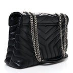 Saint Laurent Calfskin Y Quilted Monogram Medium Loulou Chain Satchel Black