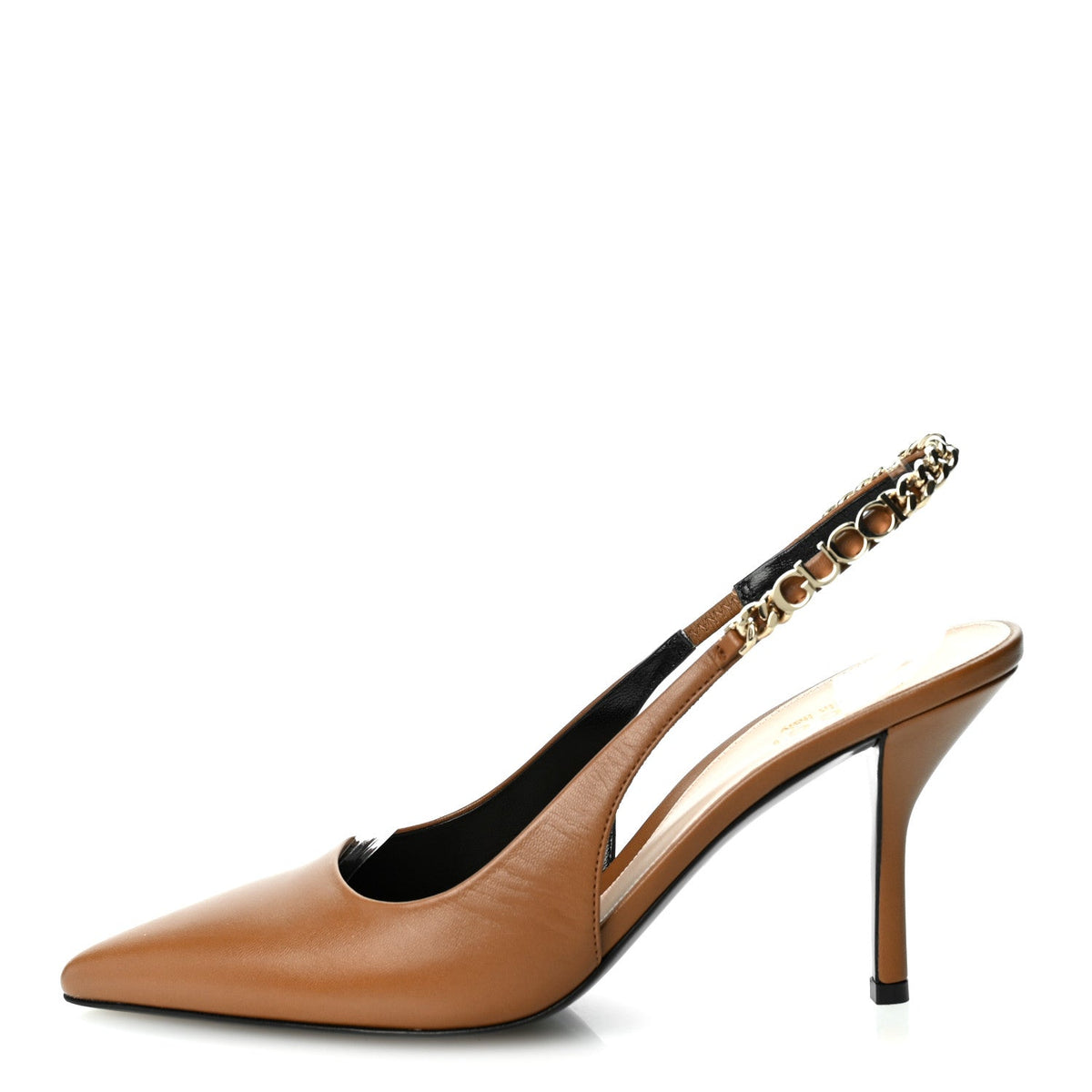 Gucci Nappa Women's Signoria Slingback Pumps 37.5 Luminous Wood
