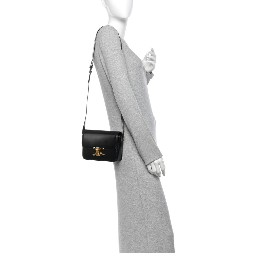 Celine Shiny Calfskin Teen Triomphe Black
