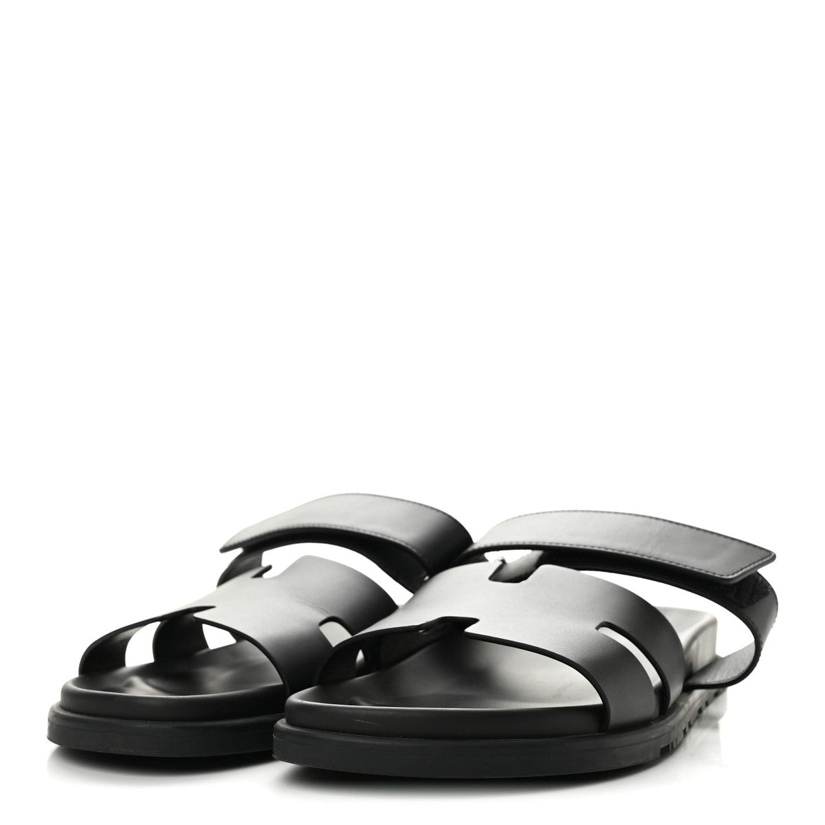 Hermes Calfskin Men's Chypre Sandals 44 Black