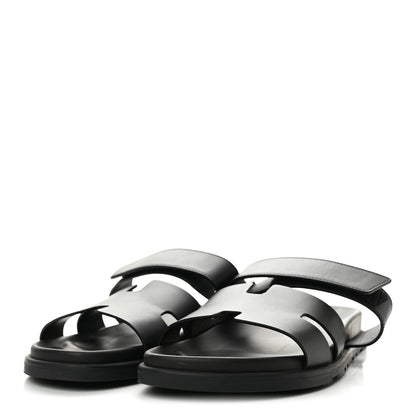 Hermes Calfskin Men's Chypre Sandals 44 Black