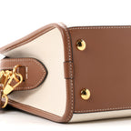 Burberry Canvas Smooth Calfskin Two Tone Small Pocket Bag Natural Malt Brown