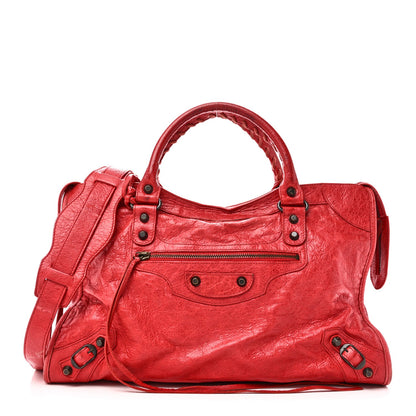 Agneau Classic Hardware City Rouge Coque Handbag