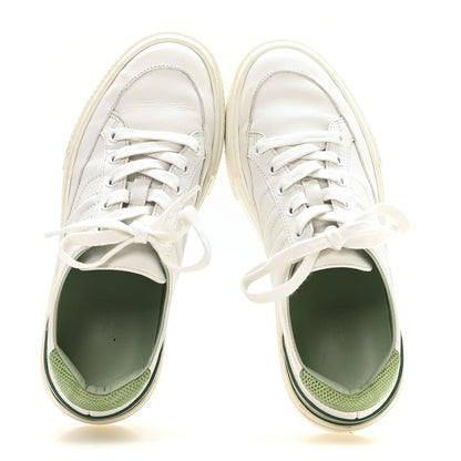 Hermès Crocodile Calfskin Women's Deep Sneakers 37.5 White Vert Jade