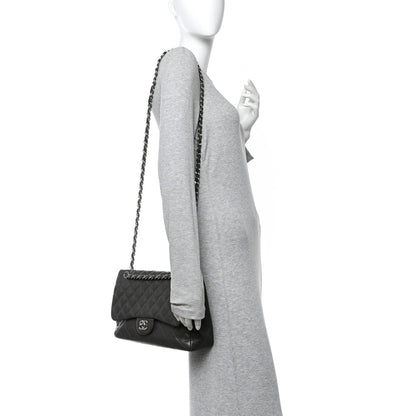 Quilted Caviar Flap Shoulder Bag