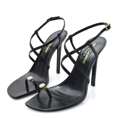 Saint Laurent Calfskin Women's Egado Date 110 Sandals 35 Black