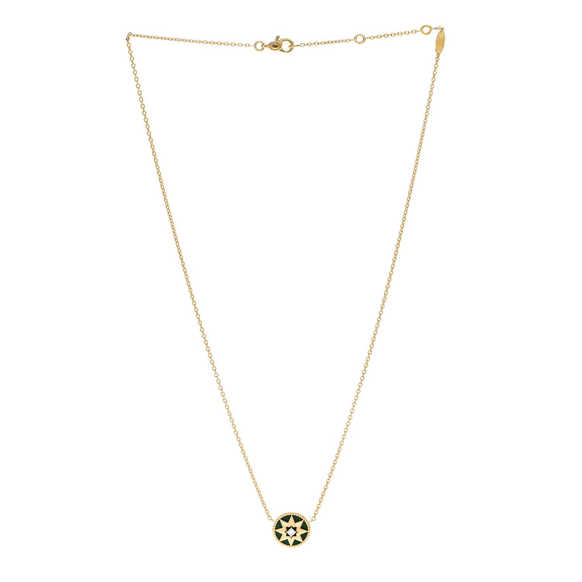 Christian Dior18K Yellow Gold Diamond Malachite Rose Des Vents Necklace