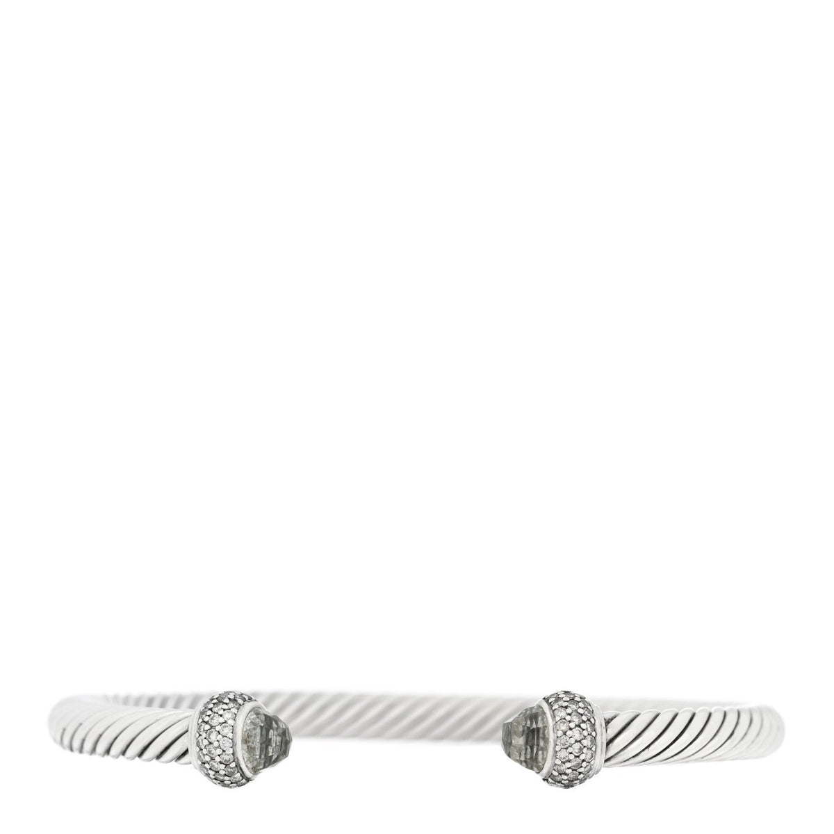Sterling Silver Diamond Prasiolite 5mm Cable Classics Bracelet