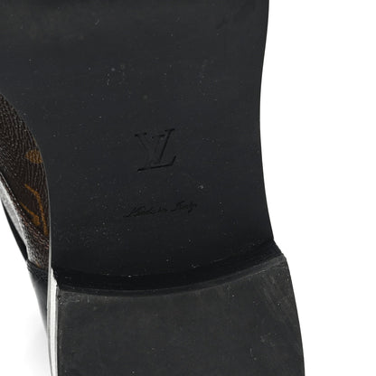 Louis Vuitton Calfskin Women's Monogram Wonderland Flat Ranger Boots 38 Black