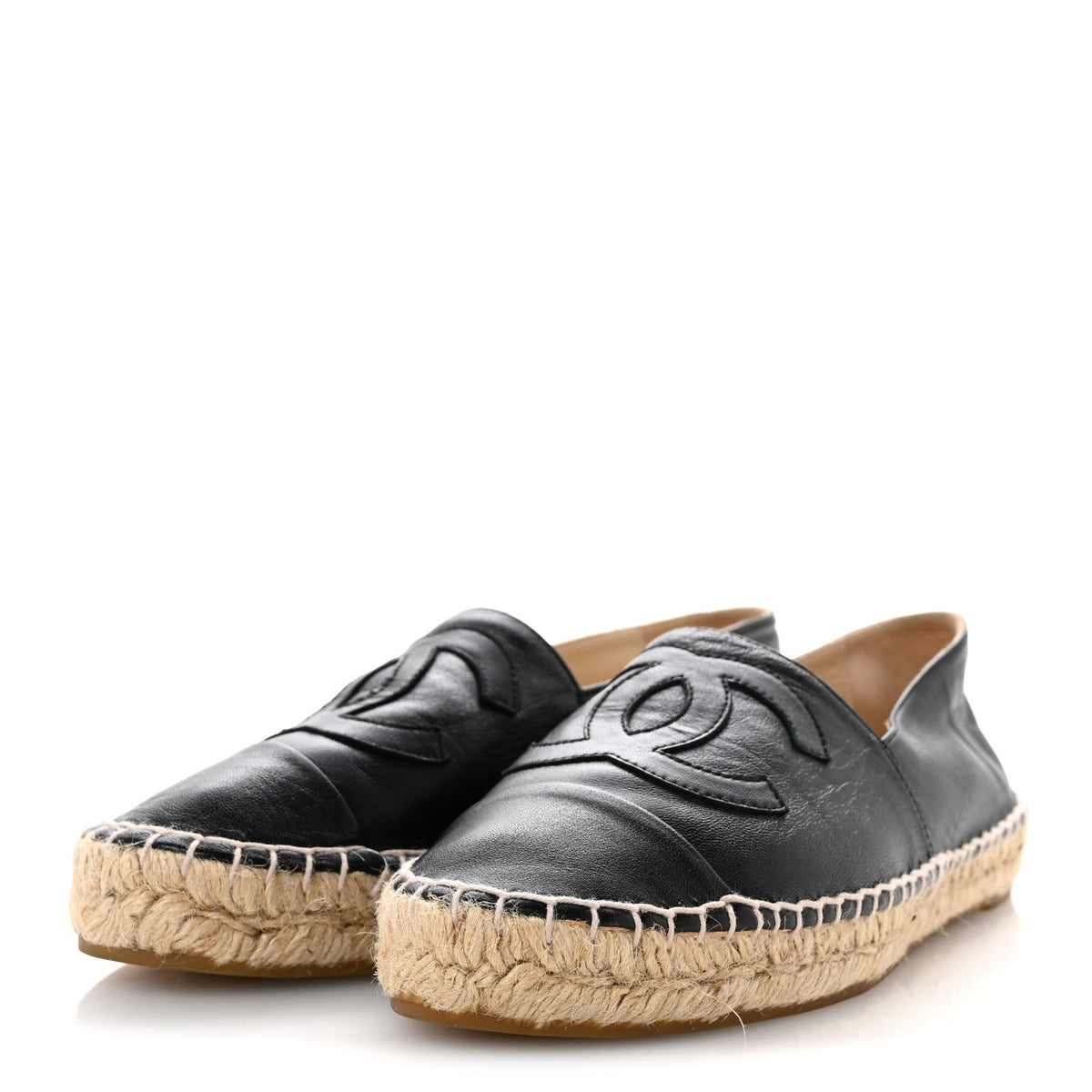 Chanel Lambskin Women's CC Espadrilles 38 Black