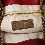 Chanel Lambskin Quilted Drawstring Shopping Bag Dark Khaki
