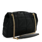 Saint Laurent Satin Patchwork Monogram Medium Jamie Bag Black