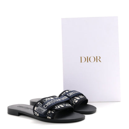 Christian Dior Nylon Women's Oblique Dio(r)evolution Slide Sandals 39 Deep Blue