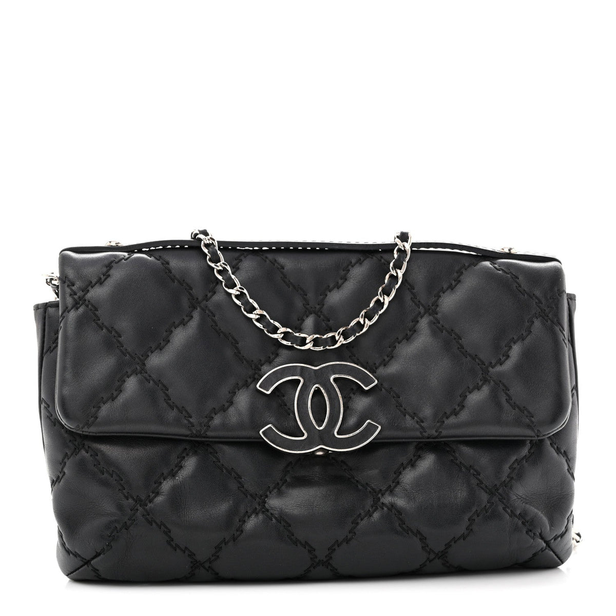 Quilted Calfskin Clutch Bag - Black