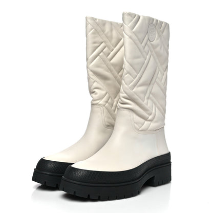 Hermes Goatskin Quilted Women's Fuji Boots 37 Black