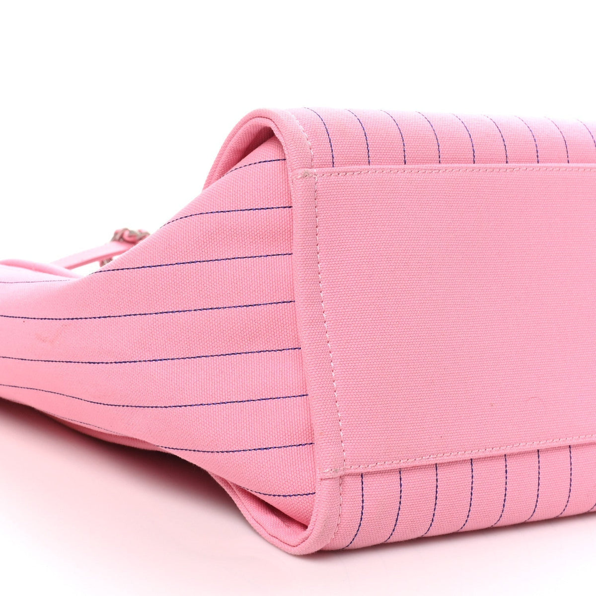 Chanel Canvas Calfskin Striped Large Deauville Tote Pink Blue